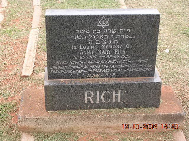 RICH Annie Mary 1905-1995