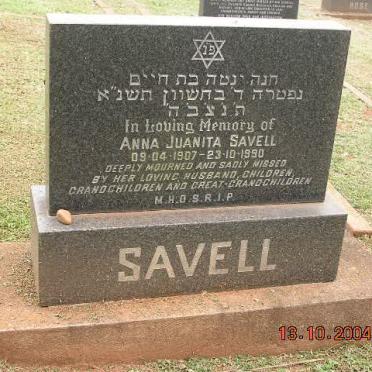 SAVELL Anna Juanita 1907-1990