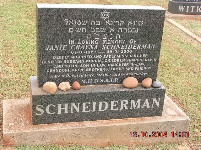 SCHNEIDERMAN Janie Crayna 1937-2000