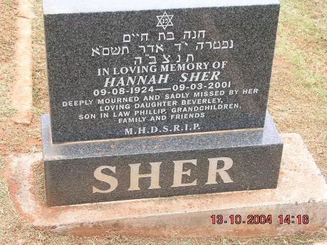 SHER Hannah 1924-2001