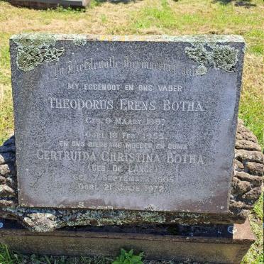 BOTHA Theodorus Erens 1897-1955 & Gertruida Christina DE LANGE 1905-1972
