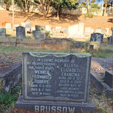 BRUSSOW Werner Edward Robert 1902-1987 & Alleta Elizabeth Francina 1913-2001