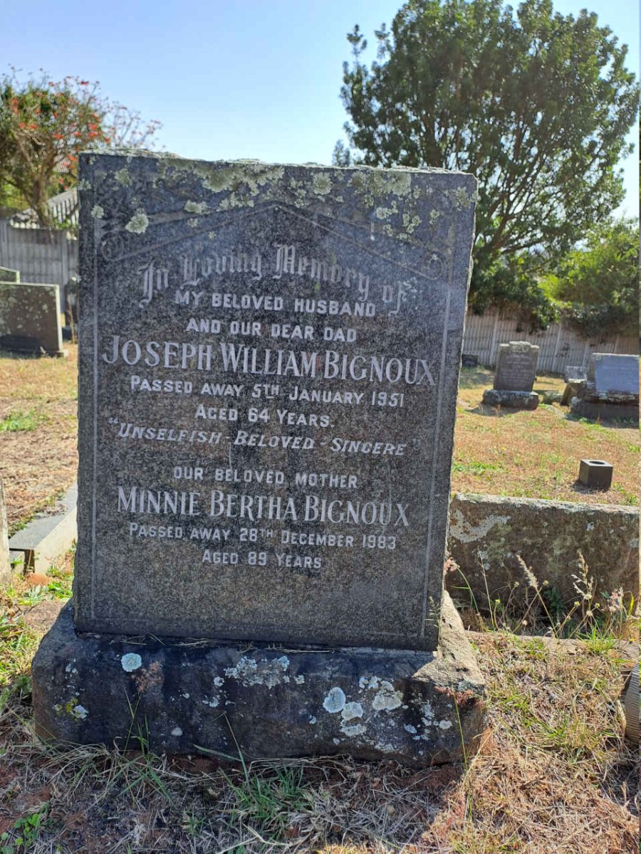 BIGNOUX Joseph William -1951 & Minnie Bertha -1983