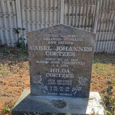 COETZER Carel Johannes 1921-1984 & Hilda 1929-1998