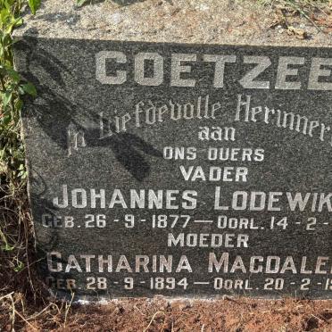 COETZEE Johannes Lodewikus 1877-1962 & Catharina Magdalena 1894-1978