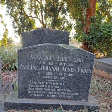 EDDEN Alan John 1912-1991 & Pauline Johanna Agnes 1908-1991