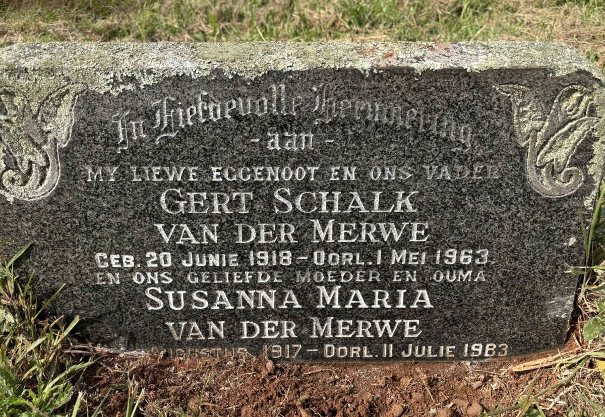 MERWE Gert Schalk, van der 1918-1963 & Susanna Maria 1917-1983
