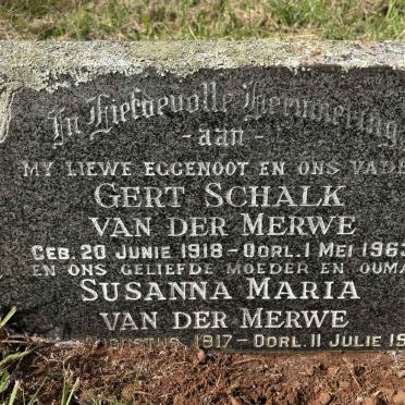 MERWE Gert Schalk, van der 1918-1963 & Susanna Maria 1917-1983