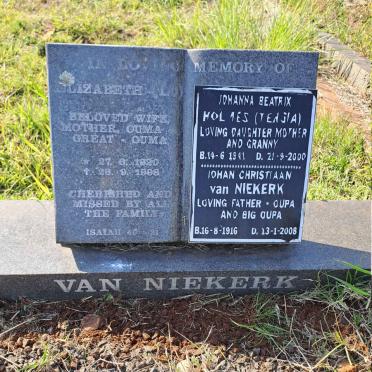 NIEKERK Johan Christiaan, van 1916-2008 & Elizabeth 1920-1998 :: HOLMES Johanna Beatrix 1941-2000