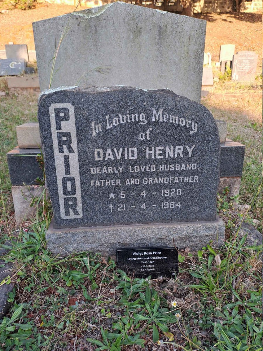 PRIOR David Henry 1920-1984 & Violet Rosa 1927-2021