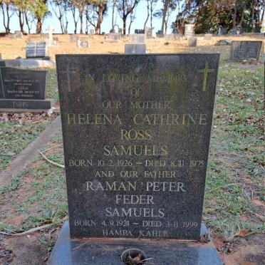 SAMUELS Raman Peter Feder 1924-1999 & Helena Cathrine Ross 1926-1975