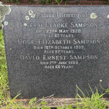 SAMPSON Joseph Clarke -1920 :: SAMPSON Rose Elizabeth -1950 :: SAMPSON David Ernest -1969