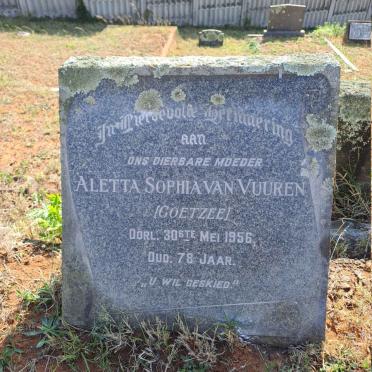 VUUREN Aletta Sophia, van nee COETZEE -1956