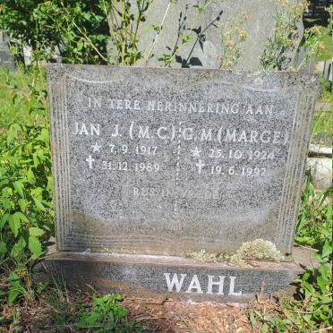 WAHL Jan J. M.C. 1917-1989 :: WAHL G.M. Marge 1924-1992