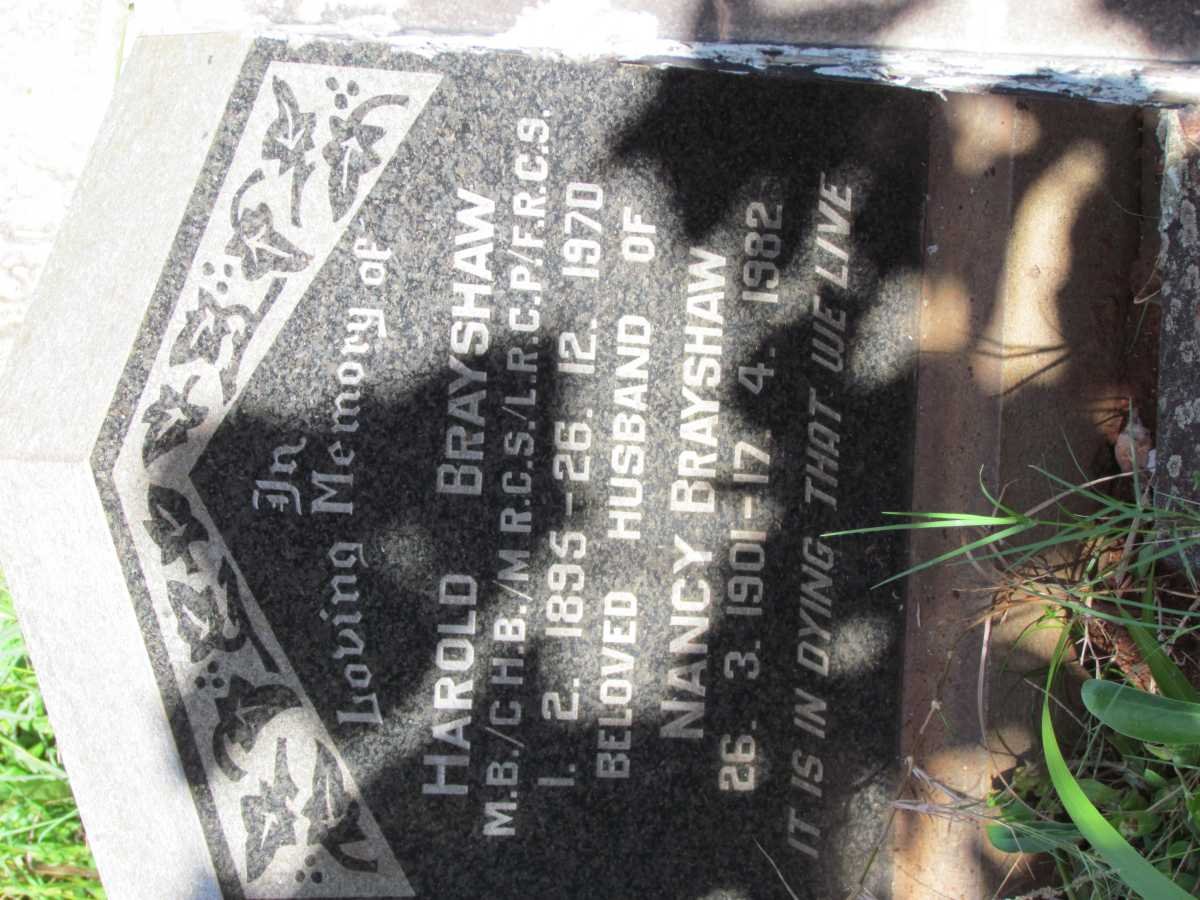 BRAYSHAW Harold 1895-1970 &amp; Nancy 1901-1982