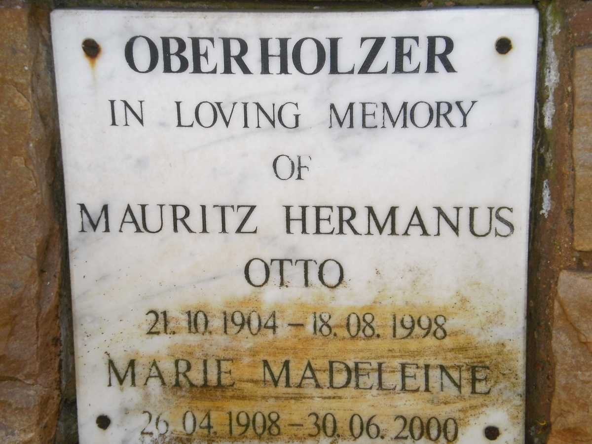 OBERHOLZER Mauritz Hermanus Otto 1904-1998 &amp; Marie Madeleine 1908-2000