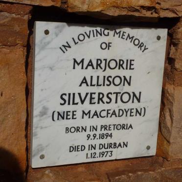 SILVERSTON Majorie Allison nee MACFADYEN 1894-1973