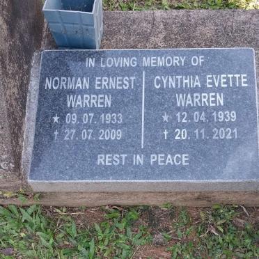 WARREN Norman Ernest 1933-2009 & Cynthia Evette 1939-2021