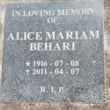 BEHARI Alice Mariam 1916-2011
