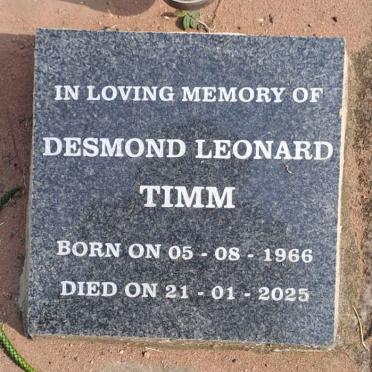 TIMM Desmond Leonard 1966-2025