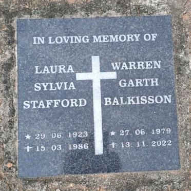 STAFFORD Laura Sylvia 1923-1986 :: BALKISSON Warren Garth 1979-2022