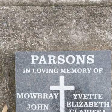 PARSONS Mowbray John 1938-2020 & Yvette Elizabeth Clarissa 1947-2024