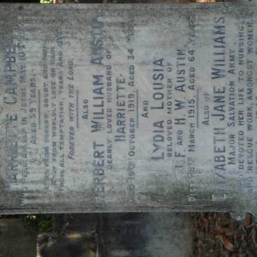 AUSTIN Lydia Lousia -1915 :: AUSTIN Herbert William -1919 &amp; Harriette -1940  :: WILLIAMS Elizabeth Jane -1948