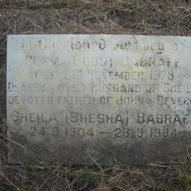 BABRAFF Clem -1978 &amp; Sheila 1904-1994