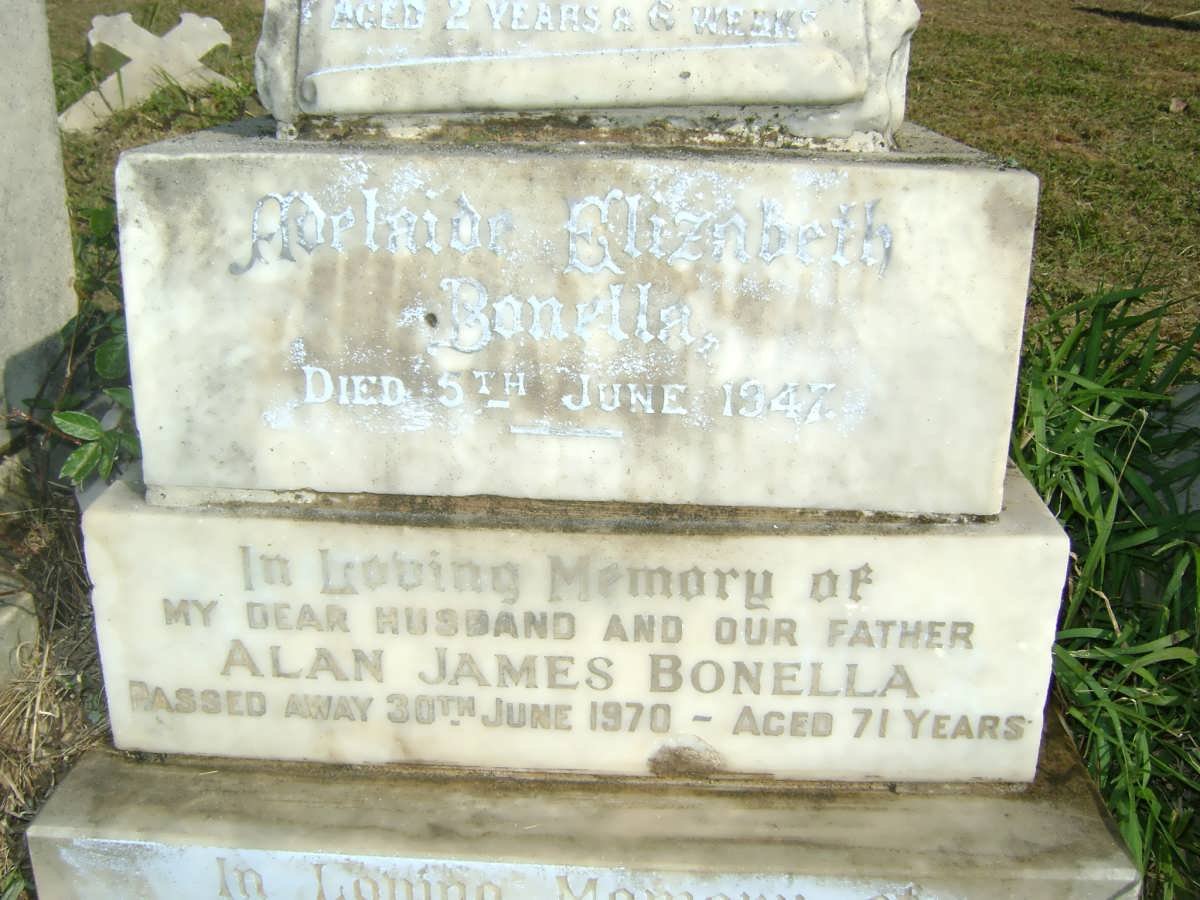 BONELLA  Adelaide Elizabeth -1947 :: Alan James -1970 :: BONELLA Alan James -1970 &amp; Mary Kathleen MUIR 1908-1986