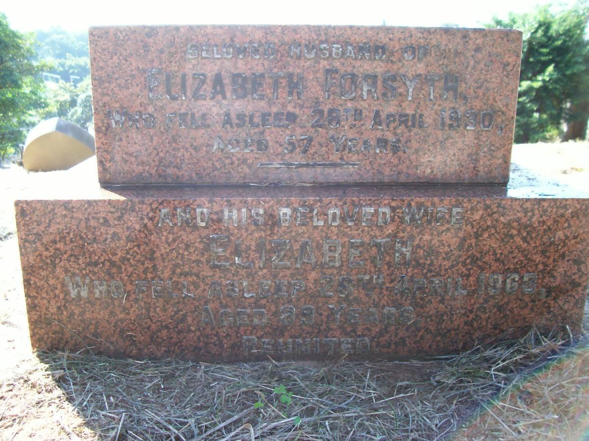 FORSYTH ? -1930 &amp; Elizabeth -1963