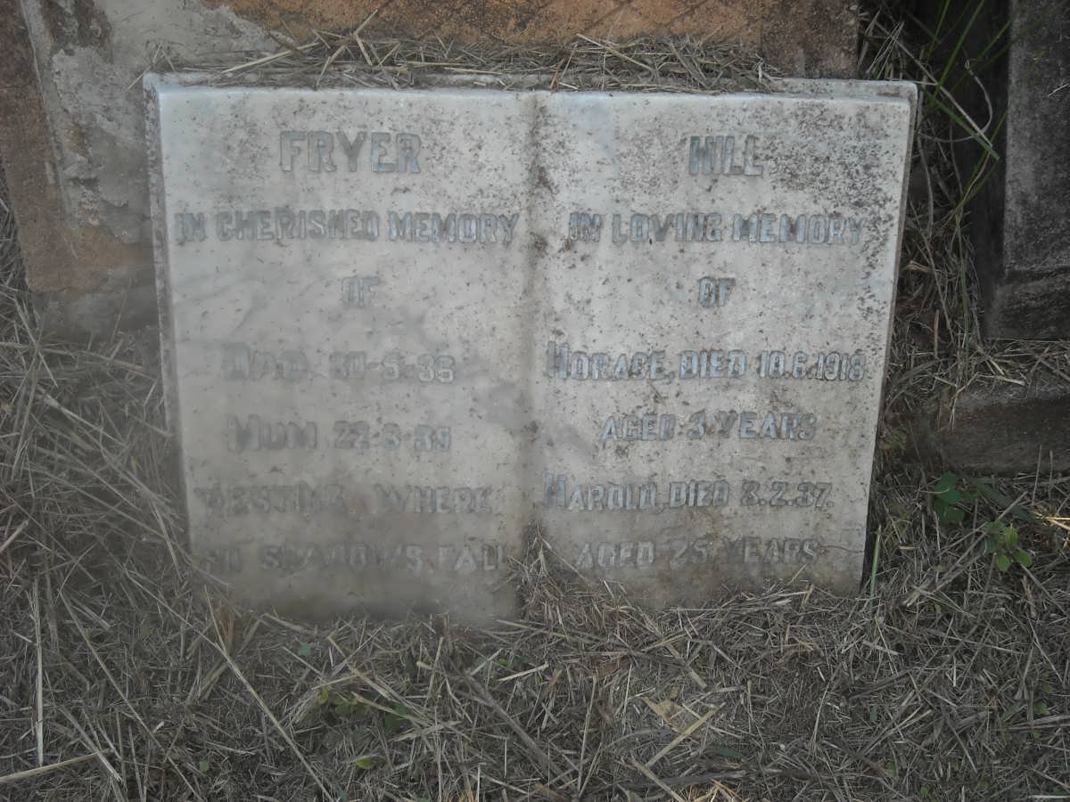 FRYER -1935 :: FRYER -1939 :: HILL Horace -1918 :: Harold -1937