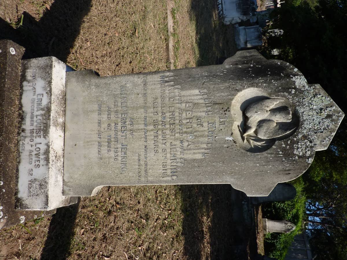 JEHRING Alfred Ernest -1936 &amp; Bertha -1916 :: LOWES Erna Louise -1960