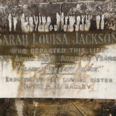 JACKSON Sarah Louisa -1930