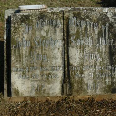 KING John Stephen -1926 &amp; Sarah Jane -1962