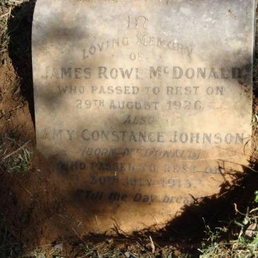 McDONALD James Rowe -1926 :: JOHNSON Amy Constance nee McDONALD -1913