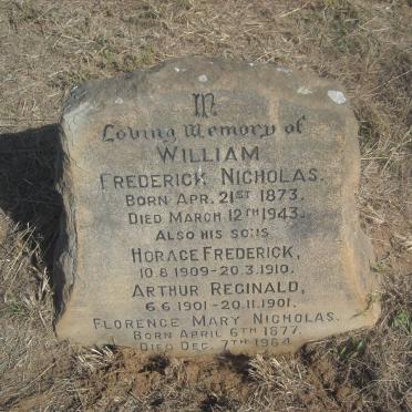NICHOLAS William Frederick 1873-1943 &amp; Florence Mary 1877-1964 :: NICHOLAS Arthur Reginald 1901-1901