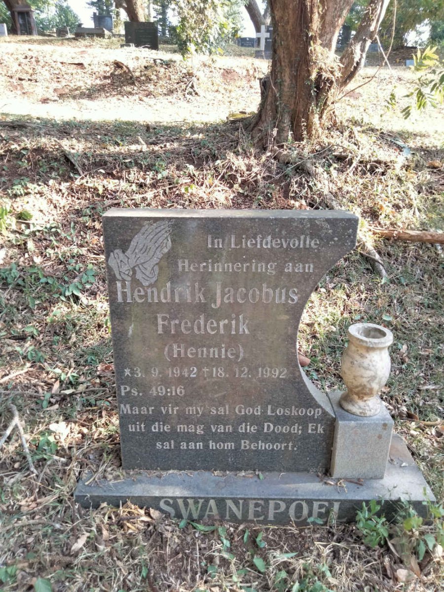 SWANEPOEL Hendrik Jacobus Frederik 1942-1992