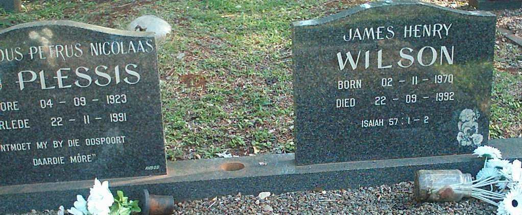 PLESSIS ? Petrus Nicolaas, du 1923-1991 &amp;  WILSON James Henry 1970-1992