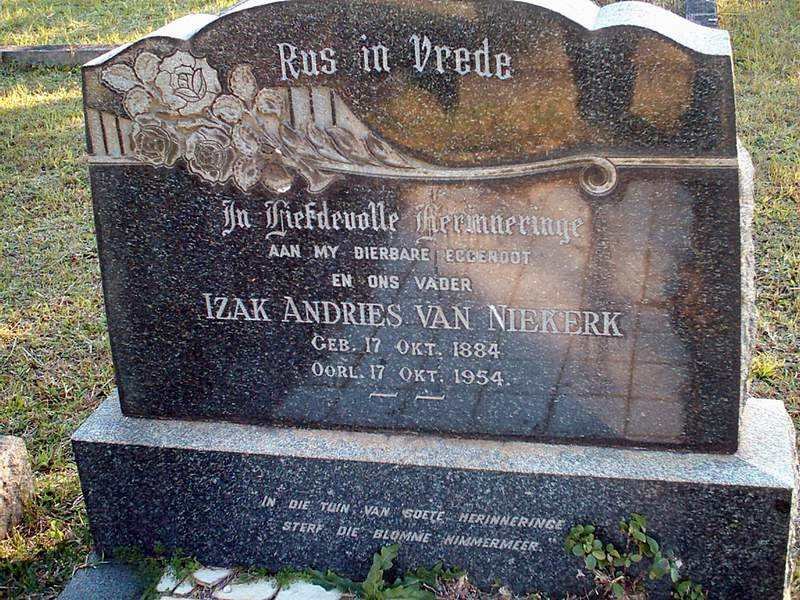 NIEKERK Izak Andries, van 1884-1954