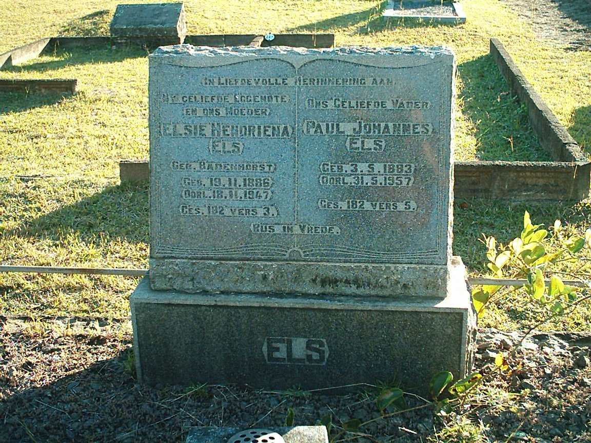 ELS Paul Johannes 1883-1957 &amp;  Elsie Hendriena BADENHORST 1886-1947
