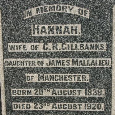 GILLBANKS Hannah nee MALLALIEU 1839-1920