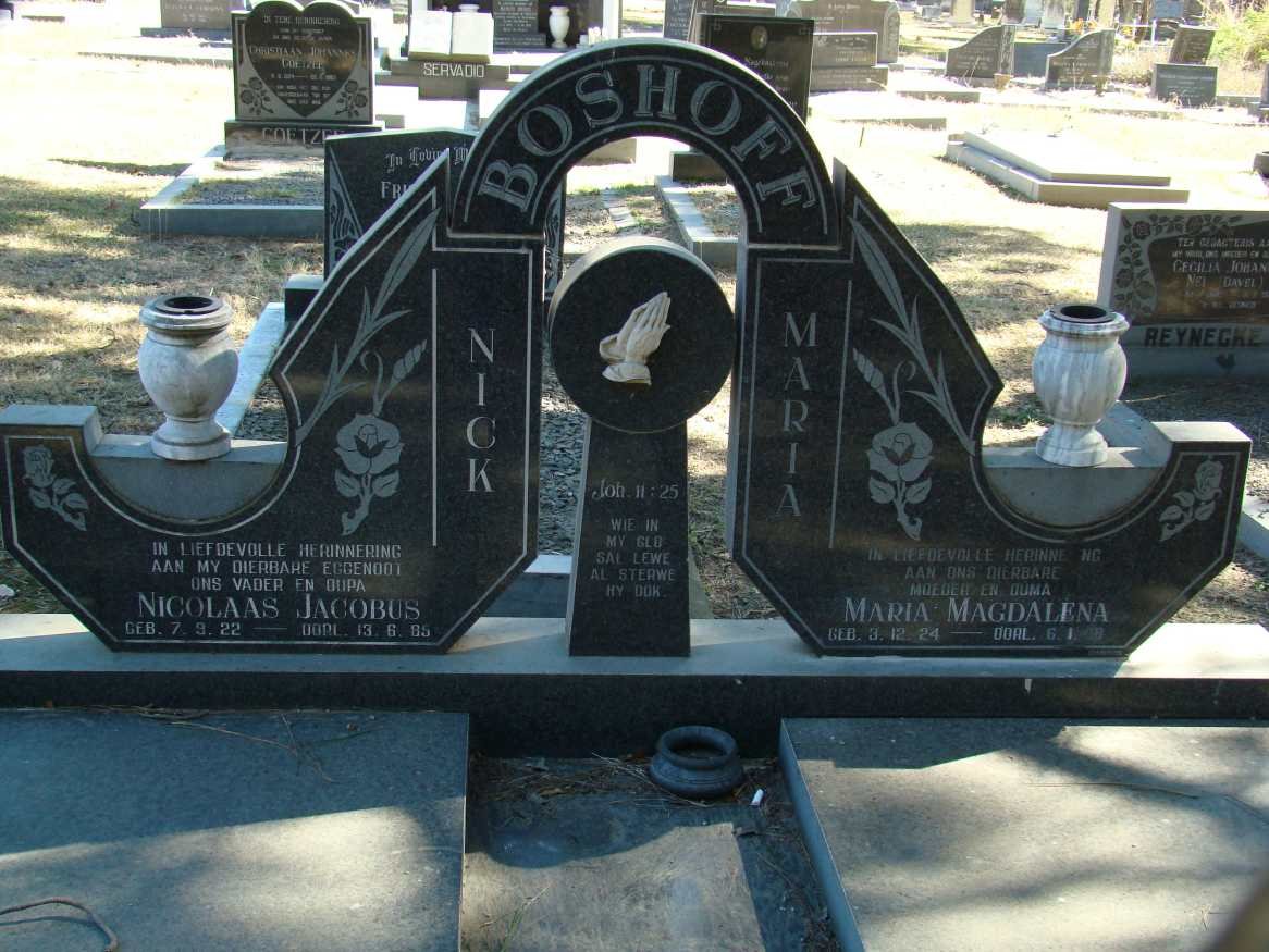 BOSHOFF Nicolaas Jacobus 1922-1985 &amp; Maria Magdalena 1924-????