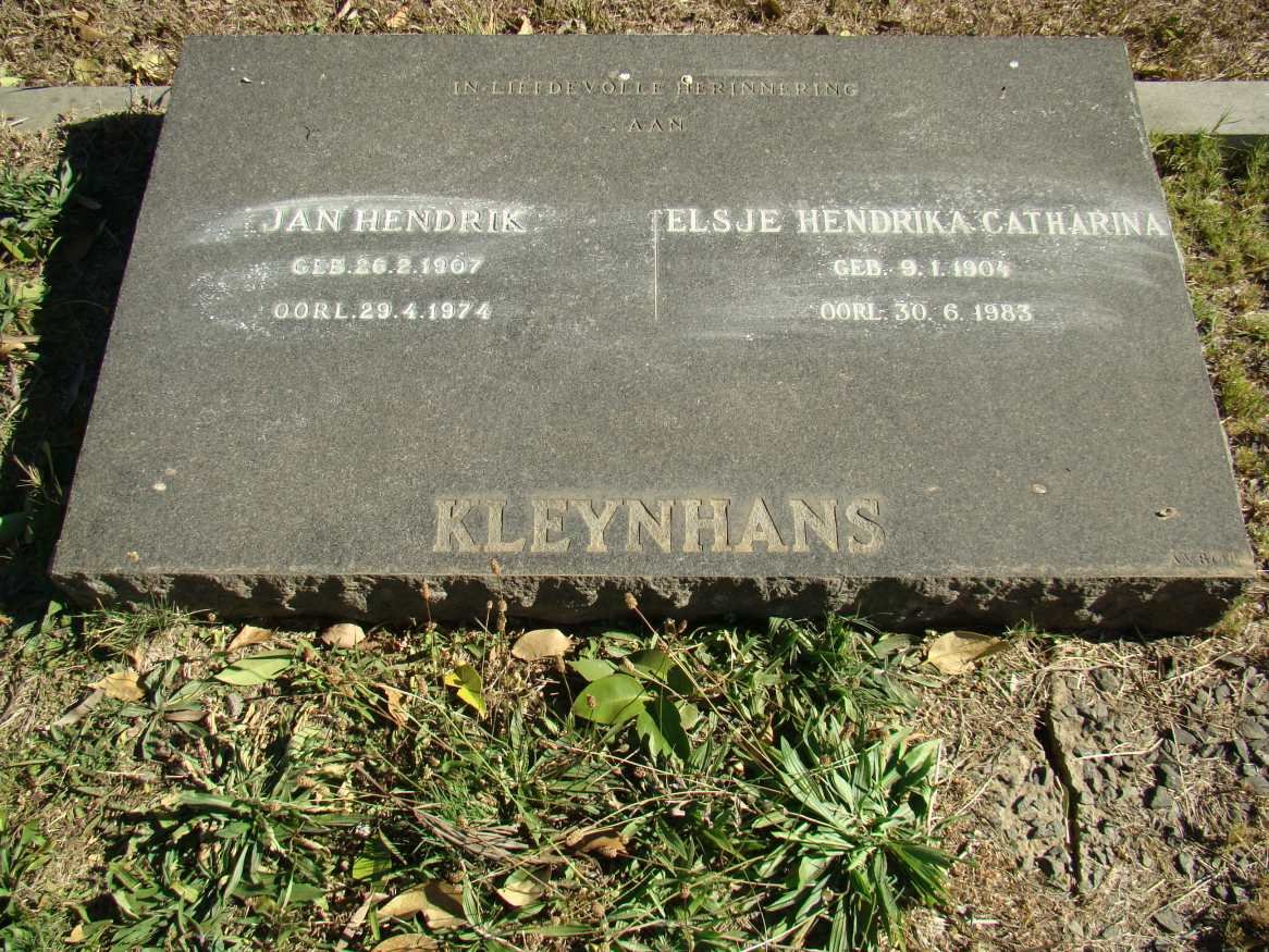 KLEYNHANS Jan Hendrik 1907-1974 &amp; Elsje Hendrika Catharina 1904-1983