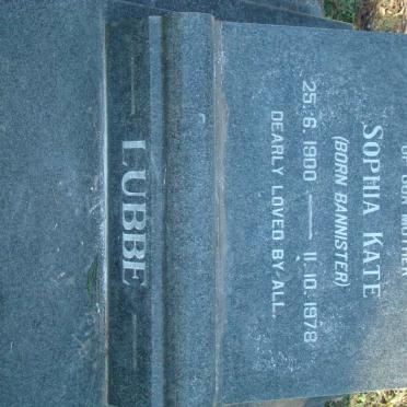 LUBBE Sophia Kate nee BANNISTER 1900-1978