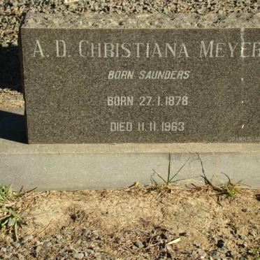 MEYER A.D. Christiana nee SAUNDERS 1878-1963
