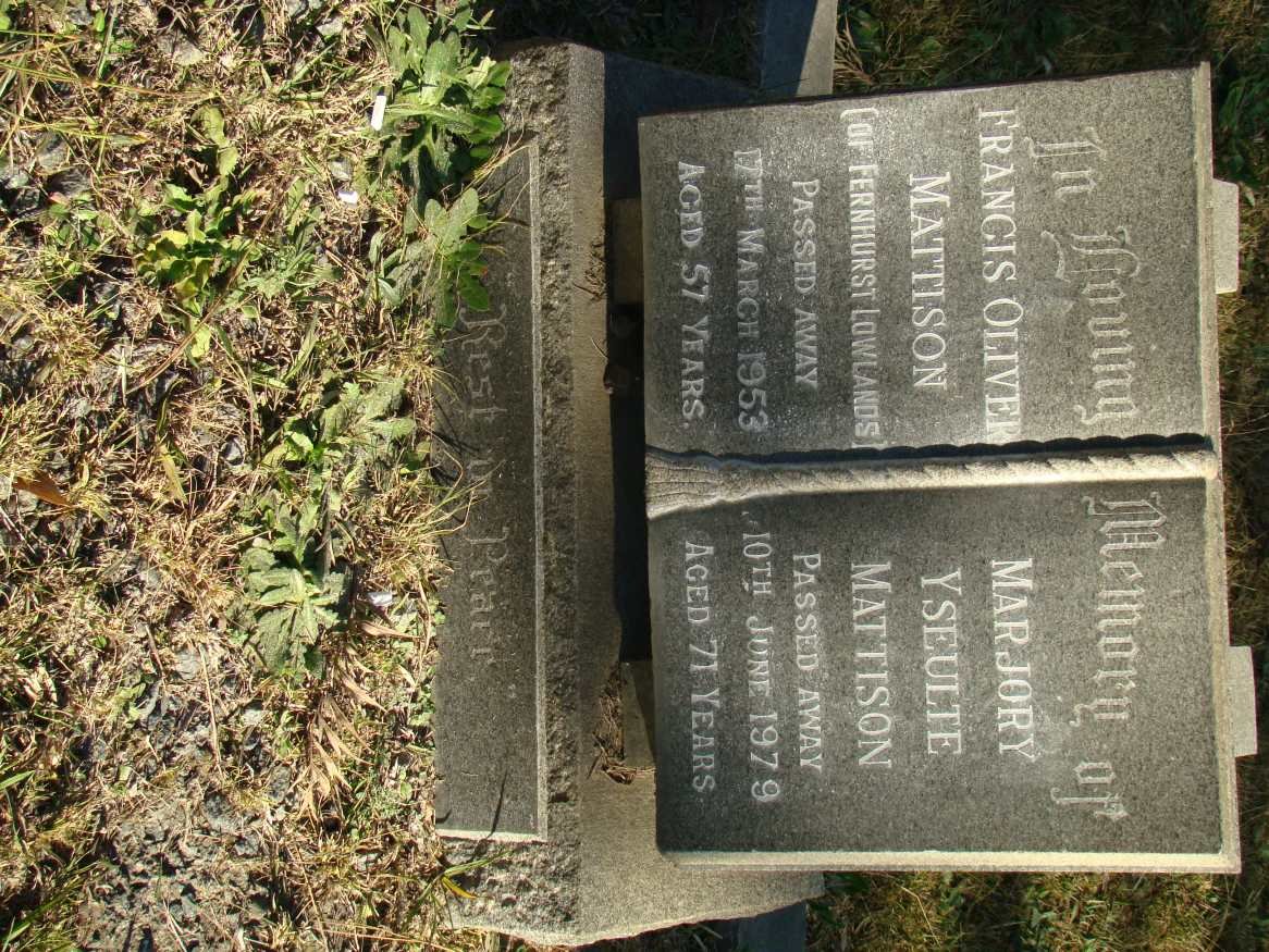 MATTISON Francis Oliver -1953 &amp; Marjory Yseulte -1979