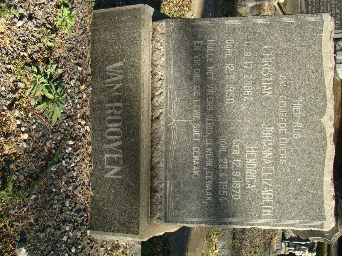 ROOYEN Christian, van 1862-1950 &amp; Johanna Elizabeth Hendrica 1870-1954