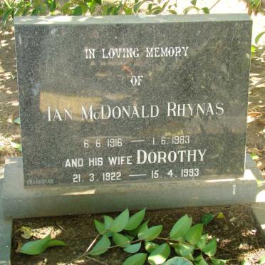 RHYNAS Ian McDonald 1916-1983 &amp; Dorothy 1922-1993