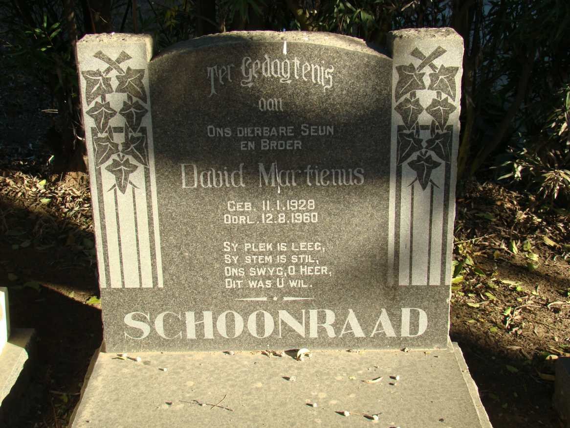 SCHOONRAAD David Martienus 1928-1960