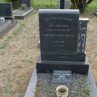 RIETH H.W. Gottfried 1899-1970 :: FREESE Alenda Catherine nee RIETH 1940-2003